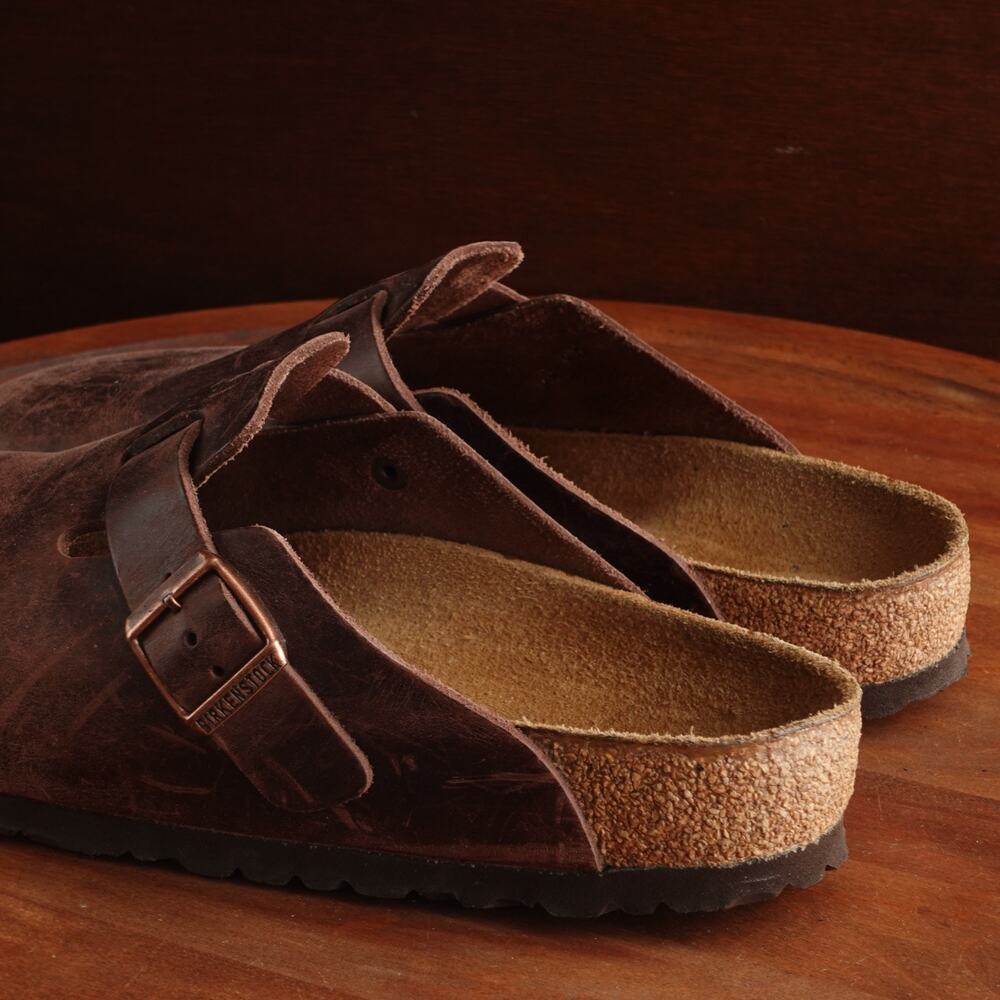 Birkenstock Brown Leather Boston Clogs with Adjustable Strap - Picture 8 of 13